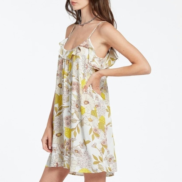 NWT Volcom Happy Clouds Floral Ruffle Sleeveless Mini Dress - Picture 5 of 11